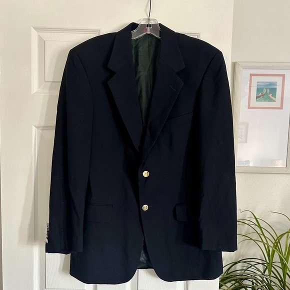 Men's SAVILE ROW Dark Navy Blazer 40R with Gold Crest Buttons Elegant Formal - Picture 1 of 10